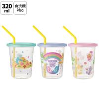 ストロー付きタンブラー 3個セット プラスチック 蓋付きコップ ふた付きコップ skater スケーター SIH3ST Care Bears ケアベア くま カラフル キャラクター
