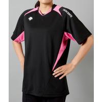 デサント DESCENTE 半袖バレーボールシャツ ブラック/ピンク DSS5420B-BPK バレーボール ウェアー | スカイスポーツ ヤフー店