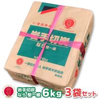 岩手切炭 なら 一級品 6キロ 3袋セット 岩手切り炭 6kg 合計18kg キャンプ バーベキュー BBQ 消臭 火鉢 囲炉裏 国産木炭 あすつく対応