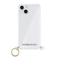 PHONECKLACE  ストラップ用リング付きクリアケースfor iPhone 13 ゴールドチャーム | スマートアイテムショップ