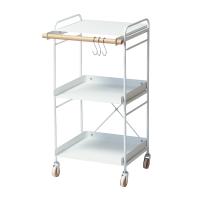 レンジ対応のキッチンワゴン、S字ラック付き スチールワゴン キッチンラック レンジ台 キッチン ワゴン 収納 棚 S字