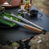 キャンピングムーン トング 火バサミ 薪ばさみ ステンレス 肉ばさみ 火鋏 キャンプ ステンレス おしゃれ BBQトング 焼き肉 バーベキュー アウトドア 木製 MS-40