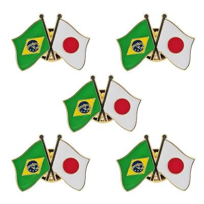 ブラジル ピンバッジ 5個セット ブラジル国旗×日本国旗 フラッグピンバッジ 5個セット 国旗