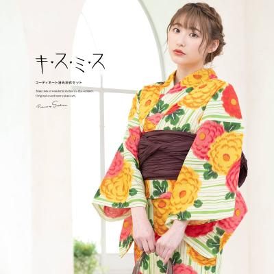 新品 5 キスミス 浴衣 玉城ティナ 椿 帯締め ブランド浴衣　作り帯 セット 新品 5 キスミス 浴衣 玉城ティナ 椿 帯締め ブランド浴衣 作り