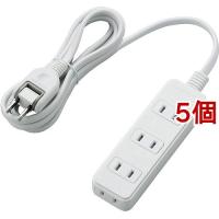 エレコム 延長コード 電源タップ 2m 2P 4個口 ホコリ防止シャッター付 T-ST02-22420WH ( 5個セット )/ エレコム(ELECOM) | 爽快ドラッグ