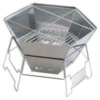 キャプテンスタッグ CAPTAIN STAG ヘキサ ステンレスファイアグリル M-6500 焚火 網焼き キャンプ キャンプファイヤー 組み立て簡単 薄型 収納 持ち運び便利 | SPG スポーツパレットゴトウ