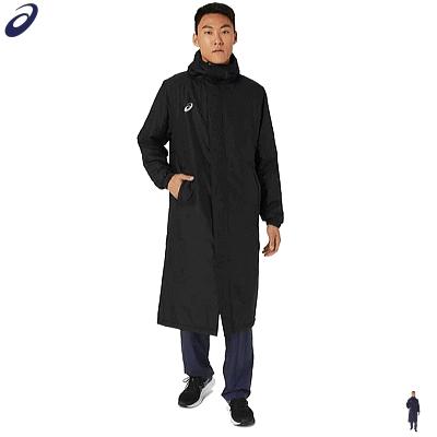 【非売品】アシックス ベンチコート Mサイズ　ザバスロゴ入り　ロングコート　黒 非売品】アシックス ベンチコート Mサイズ ザバスロゴ入り
