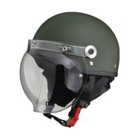 リード工業　LEAD　CR-760　ハーフヘルメット＆バブルシールド　フリーサイズ(57-60cm未満)　カラー マットグリーン | SPS