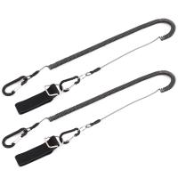 ESFUERZO(エスフエルソ) 尻手ロープ 尻手ベルト 釣竿の落下防止 最長3m 尻てロープ スパイラルコード リーシュコード 釣り ロッド　2個セット