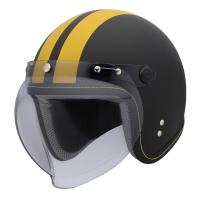 MATTED スモールジェットジェットヘルメット マットブラック・イエローライン フリーサイズ 全排気量対応 (SG規格適合) | エスエスオートパーツ