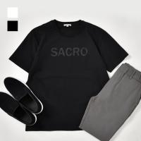 tシャツ メンズ 半袖 ロゴ 白 黒 M L XL 3L 大きいサイズ クルーネック ホワイト ブラック カットソー Sacro サークロ | メンズジャケット・バッグ(鞄)のHK