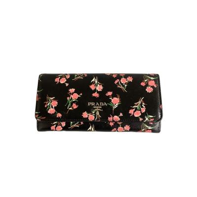 PRADA プラダ◆長財布 折り財布◆フラワー 花◆ピンク 赤 オレンジ PRADA - PRADA プラダ◇長財布 折り財布◇フラワー 花◇ピンク 赤