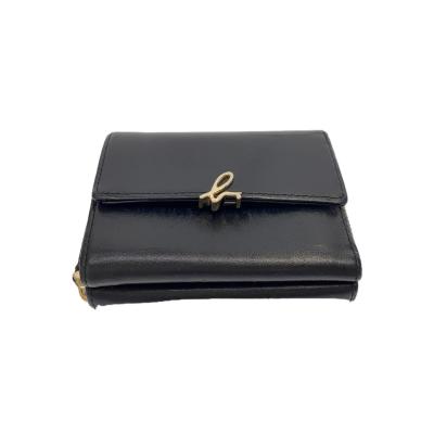 【未使用】agnes b. 　3三つ折り財布　ブラック　牛革 2025年最新】Agnes b 革素材：牛革 三つ折り財布の人気アイテム