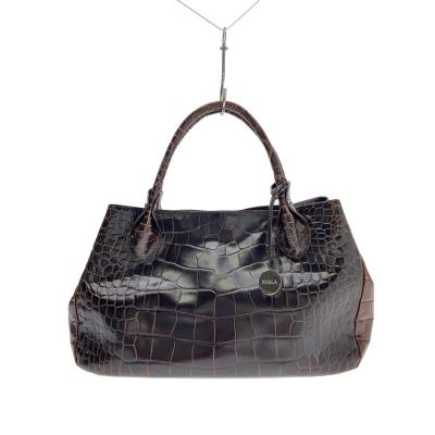 FURLA/クロコダイルエンボスレザー ミニボストンバッグ