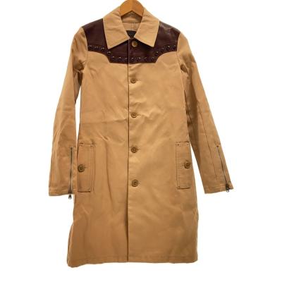 麻と山羊革のトレンチコートダークブラウン【美品】【希少】