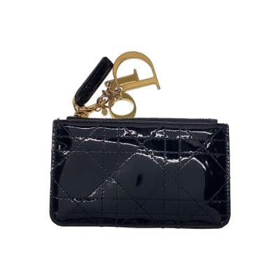 クリスチャン ディオール エナメル長財布 Dior クリスチャンディオール カナージュ 長財布 エナメル ブラック