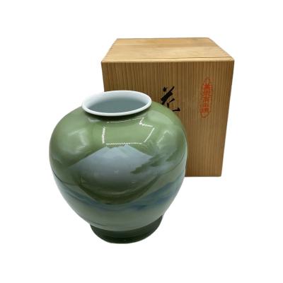 深川製磁 花瓶 グリーン 希少 深川製磁 緑釉瓜花瓶 絶版 希少 深川