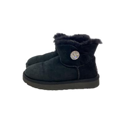 UGG ブラック ファー付き ショートブーツ プレミアムショートファーUGGブーツ