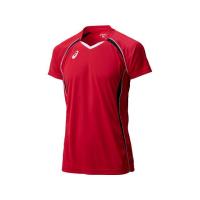 正規品／ASICS アウトドア用ウェア XW1316 GAMESHIRTSHS（Vレッド×ブラック） サイズ：S アシックス キャンプ | パークアップバイクYahoo!店