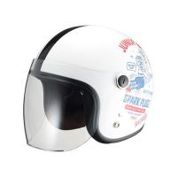 正規品／RIDEZ ジェットヘルメット Jr SPARK PLUGS カラー：ホワイト ライズ バイク | パークアップバイクYahoo!店