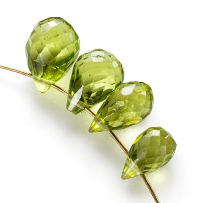 ドロップ　ブリオレットカット　ペリドット　ブレスレット&ピアス 動画】宝石質ペリドットAAA ドロップ ブリオレットカット 半連/1連(約