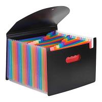 PIKAPIKA ドキュメントスタンドA4 25ポケットファイルボックス 書類ケース 収納ボックス 整理 自立型(カラー) ブラック | straw.osaka
