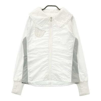 coco 中古 エムユースポーツ MU SPORTS レディース ジャケット 40(M) 白 ホワイト 長袖プルオーバー 2WAY 裏地メッシュ M・U SPORTS ゴルフジャケット レディース｜レディースウエア