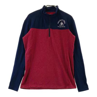 サイズ：L LE COQ GOLF ルコックゴルフ  ハーフジップ 半袖ブルゾン  レッド系 [240101432962] ゴルフウェア メンズ ストスト LE COQ GOLF ルコックゴルフ ハーフジップ 半袖ブルゾン レッド