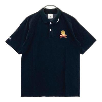 マークアンドロナ　ポロシャツ 　Lサイズ 黒 MARK&LONA マークアンドロナ 半袖ポロシャツ 黒×白 斜めロゴ総柄