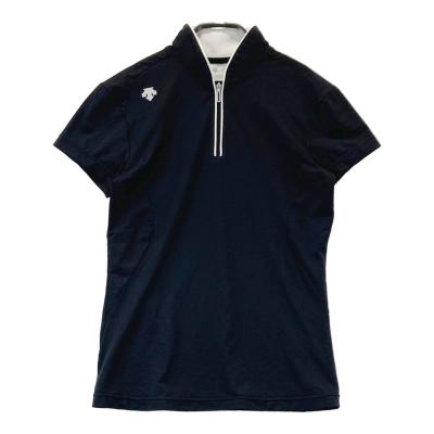 デサントゴルフ 中田英寿 ハーフジップ フレンチスリーブ ポロシャツ 黒 M デサントゴルフ 中田英寿 ハーフジップ フレンチスリーブ