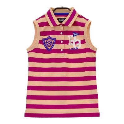 PEARLY GATES - 【超美品】パーリーゲイツ ノースリーブポロシャツ ピンク×ブルー 襟裏ボーダー レディース 1(M) ゴルフウェア PEARLY GATES PEARLY GATES パーリーゲイツ 2022年 055-2260712 ノースリーブ