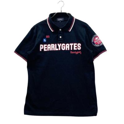 新品】PGGパーリーゲイツ 半袖ポロシャツ 黒 サイドロゴ ストレッチ
