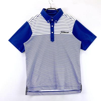 タイトリスト ゴルフ ウェア メンズ トップス ポロシャツ 半袖人気 新品】タイトリスト 半袖ポロシャツ 黒×グレー 袖背面ボーダー COOL