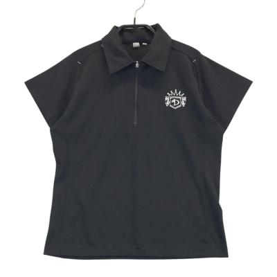 DANCE WITH DRAGON 半袖　ハーフジップ　ブラック　ゴルフ DANCE WITH DRAGON ハーフジップ ポロシャツ DANCE WITH DRAGON