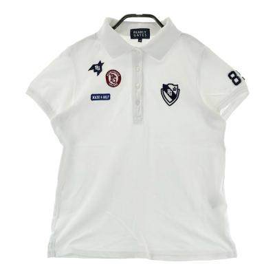 美品 L位 パーリーゲイツ ポロシャツ 半袖 ゴルフウェア ワッペン 刺繍 鹿子 パーリーゲイツ PEARLY GATES ロゴ刺繍 ポロシャツ 半袖 鹿の子