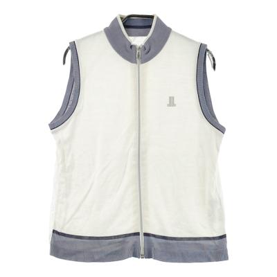 ランバンスポールブランドロゴ模様 ノースリーブベスト　グレー×ホワイト LANVIN SPORT ゴルフ レディースベスト｜レディースウエア｜ゴルフ