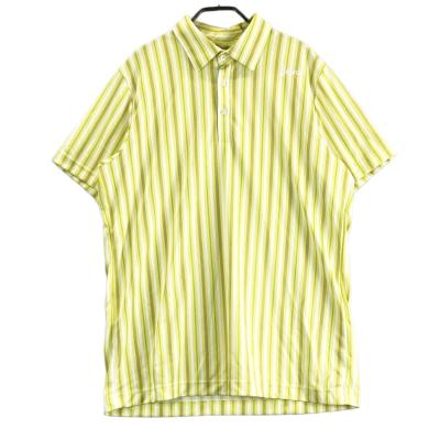 Srixon ポロシャツ ストライプ柄 ホワイト グリーン イエロー 半袖 L