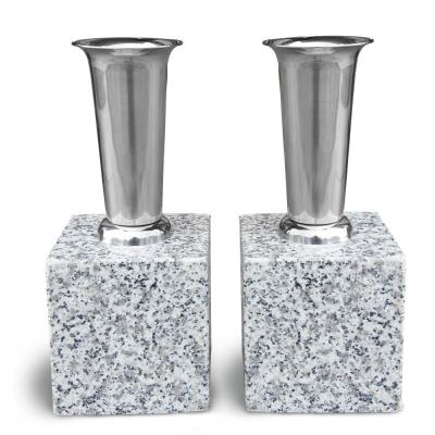 石の花立てステンレス花筒２個セット お墓用花立 ステンレス製 筒径:48mm(小) 中入れ式ツバ付 1対2本セット