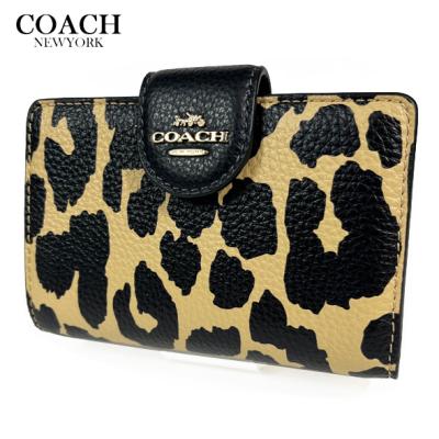 プーちゃん　▼新品 未使用COACH コーチ 二つ折り 財布 レオパード コーチ COACH 財布 三つ折り 折財布 ミニ レディース レオパード