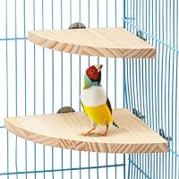 2点セット入り 木製 コーナー ステージ 小動物 おもちゃ 鳥 インコ オウム ハムスター 止まり木 ケージに取り付け ケージステージ 踏み台 | スナフキン