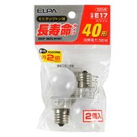 エルパ ELPA 長寿命ミニクリプトン球 40W形 電球 照明 E17 36W ホワイト 2個入 GKP‐362LH（W） | サンドラッグe-shop