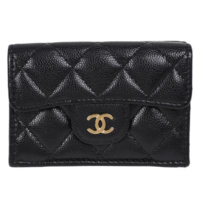 三つ折り財布 ゴールド（CHANEL）（バッグ、小物素材：本革、レザー