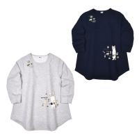 ミニミニ裏毛 長袖 Tシャツ かわいい 23AW ネコまるけ ミニミニ裏毛長袖Ｔシャツ 23-6578 #1/MGY #2/DB クスグルジャパン 長袖Tシャツ レディース 綿100% | SUXEL-IMPORT-STORE