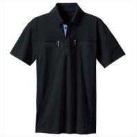 AITOZ アイトス ボタンダウンダブルジップ半袖ポロシャツ ブラック 10602 ウェア | スイムクラブ グラスホッパー
