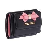 miumiu ミュウミュウ リボン付き レザー 三つ折り ミニ財布 ピンク miumiu ミュウミュウ リボン付き レザー 三つ折り ミニ財布 ピンク