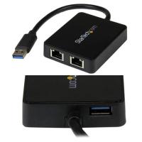StarTech.com USB 3.0-2ポートGigabit Ethernet LANアダプタ ブラック (USBポートx1付き) 10/100/1000Mbps NICネットワークアダプタ USB32000SPT | シネックス ストア アウトレットモール