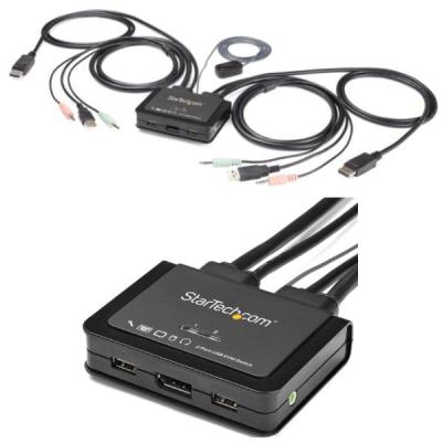 StarTech.com ケーブル一体型 2ポートUSB DisplayPort KVMスイッチ 4K