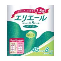 (まとめ) 大王製紙 エリエール トイレットティシュー コンパクト ダブル 芯あり 45m 香り付き 1パック(8ロール) 〔×5セット〕 | SYOU GARDEN