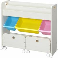 アイリスオーヤマ おもちゃ箱 パステル 幅85.6×奥行34.7×高さ79.8cm トイハウスラック 収納カート付き STHR-13 | ダイユーエイト収納ナビ.com