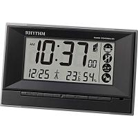 RHYTHM リズム クロック 電波目覚まし時計 温湿度表示付 環境目安表示付 電子音 黒 8RZ207SR02 | 時計のタイム
